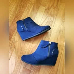 Navy Blue Wedge Boots